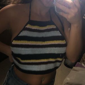 GARAGE crochet multicolor top